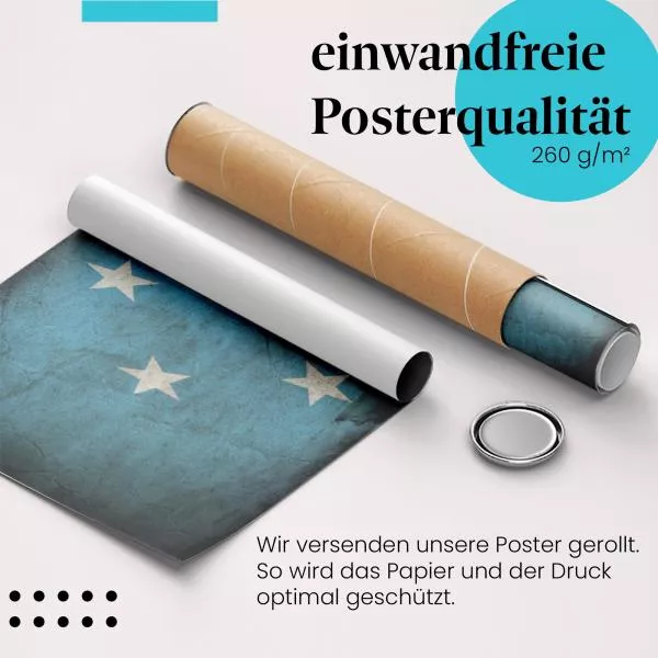 Mikronesien: Vintage Flagge & Vier Sterne | Postereck 0382 Mikronesien: Vintage Flagge & Vier Sterne | Postereck 0382