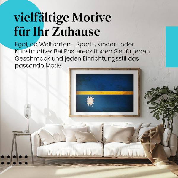 Stylisches Leinwandbild: Nauru Vintage Flagge: Stern und Streifen. Wanddeko für Nauru-Fans.