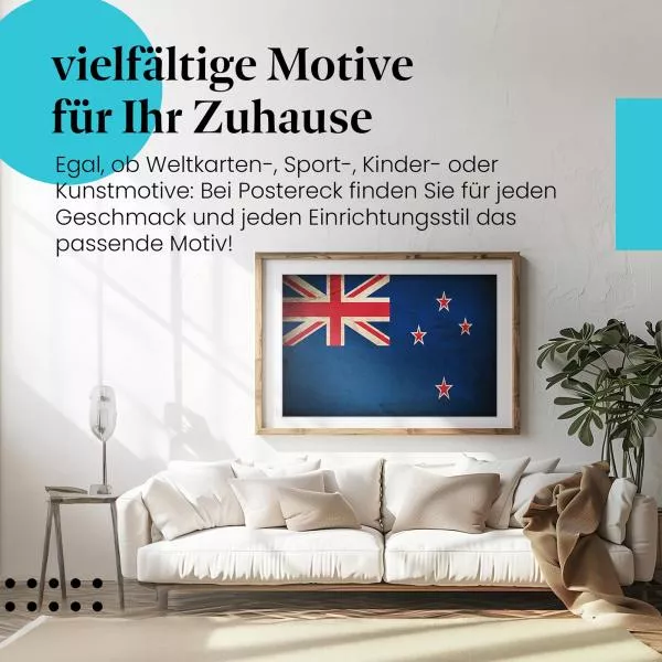 Neuseeland: Grunge Flagge im Vintage-Look | Postereck 0377 Neuseeland: Grunge Flagge im Vintage-Look | Postereck 0377