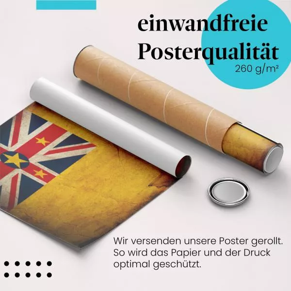  Niue: Vintage Flagge, Union Jack & Einheit | Postereck 0395