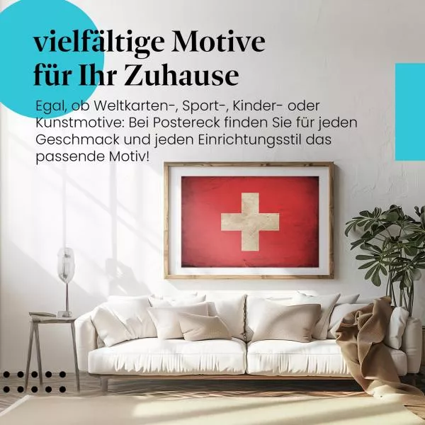 Schweiz: Grunge Flagge & Weißes Kreuz | Postereck 0334 Schweiz: Grunge Flagge & Weißes Kreuz | Postereck 0334