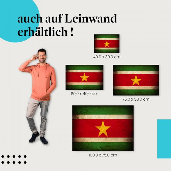 "Suriname Flagge" Leinwand - Vintage. Ideale Größe für dein Zuhause - setze Akzente mit Kunst!