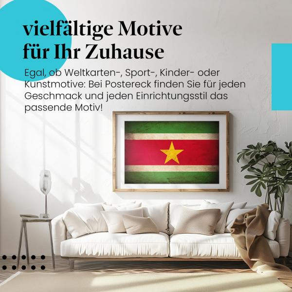 Leinwandbild "Suriname Vintage Flagge: Stern der Hoffnung". Wanddeko für Suriname-Fans.