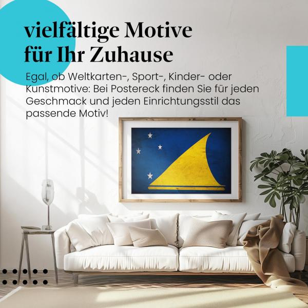 Stylisches Leinwandbild: Tokelau Vintage Flagge: Polynesien. Wanddeko für Tokelau-Fans.