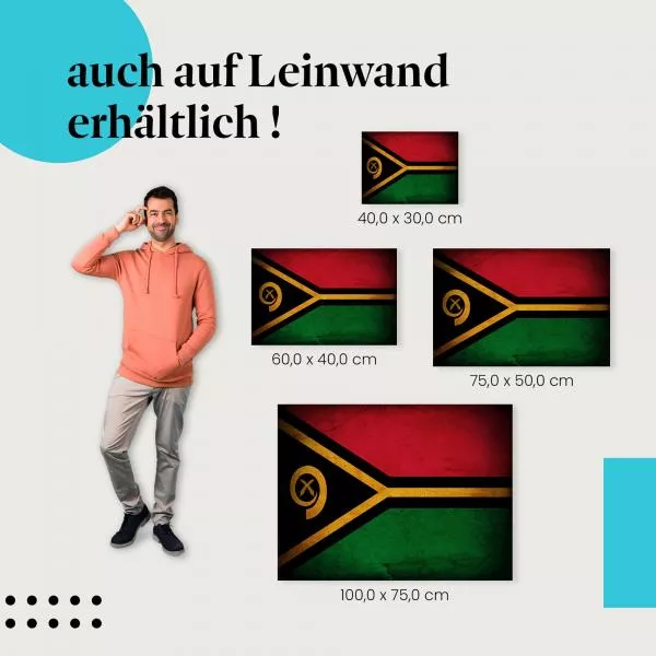 Vanuatu: Vintage Flagge, Frieden & Einheit | Postereck 0390 Vanuatu: Vintage Flagge, Frieden & Einheit | Postereck 0390