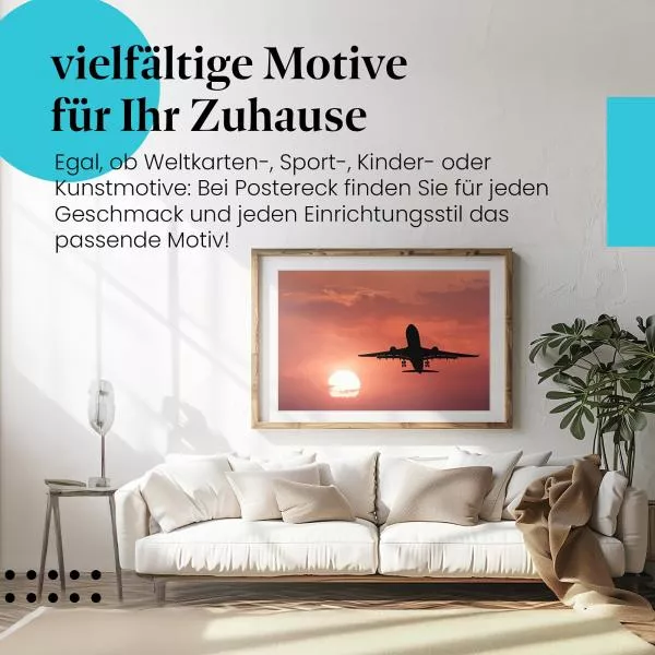 Flugzeug im Abendrot | Postereck 2751 Flugzeug im Abendrot | Postereck 2751