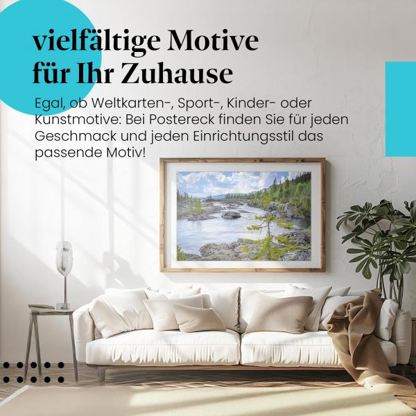 Stylisches Leinwandbild: Unberührte Wildnis - Malerischer Fluss.