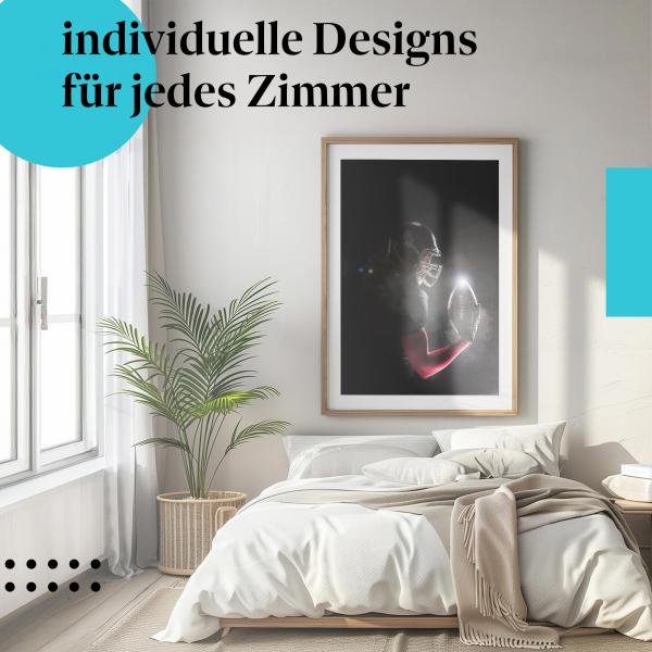 Football Poster "Football im Fokus": Spieler mit Ball im Scheinwerferlicht