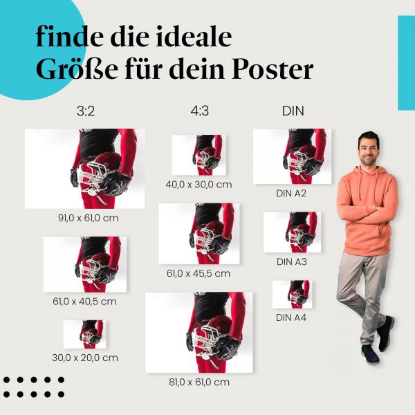"Footballspieler mit Helm": Poster - Trikot, Ausrüstung & Sport