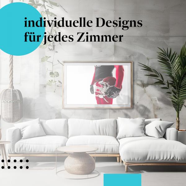 Football Poster: "Footballspieler" - Spieler mit Helm - Studioaufnahme