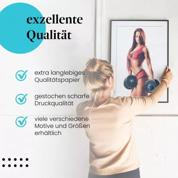 Fitnessmotivation: Frau mit roten Haaren & Hanteln | Postereck 0818 Fitnessmotivation: Frau mit roten Haaren & Hanteln | Postereck 0818