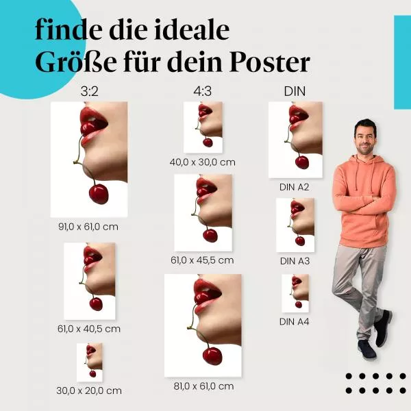Sinnliche Kirsche: Frau genießt Genuss | Postereck 0063