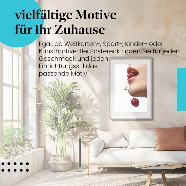 Sinnliche Kirsche: Frau genießt Genuss | Postereck 0063