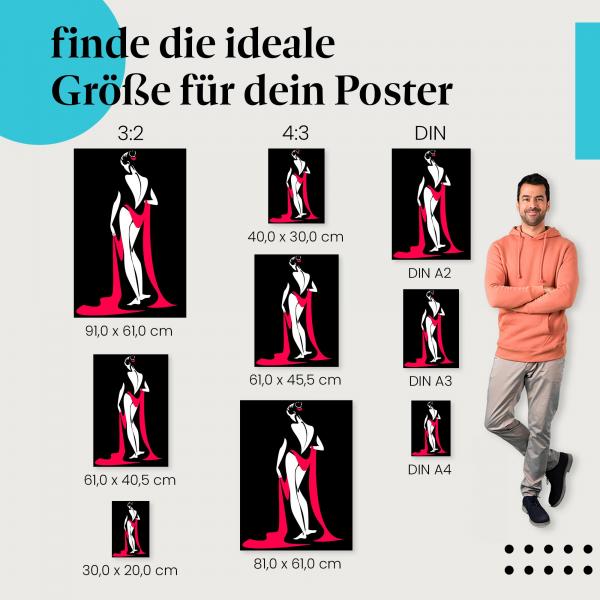 Sinnlichkeit & Eleganz: Frauen-Poster "Eleganz in Rot" - Kunstvolle Darstellung