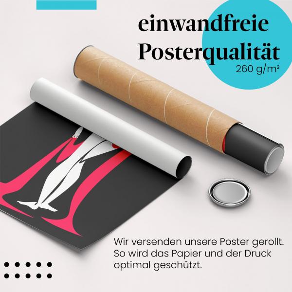 Gerolltes Poster "Frau", Tuch, Eleganz, Rot.