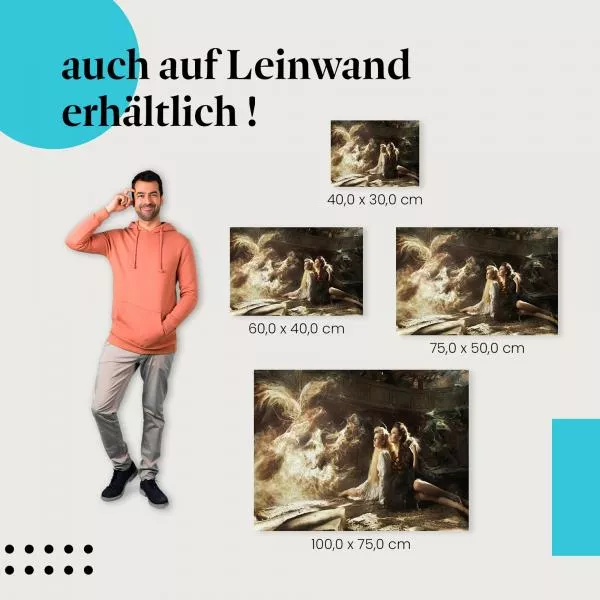 Geheimnisvolle Begegnung: Frauen & Rauchvogel | Postereck 0443 Geheimnisvolle Begegnung: Frauen & Rauchvogel | Postereck 0443