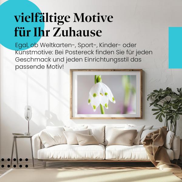 Leinwandbild "Märzenbecher": Makroaufnahme - zarte Frühlingsblume mit grünen Punkten.