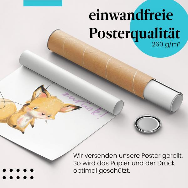 Gerolltes Poster "Fuchs & Ballon". Glück & Abenteuer, sicher verpackt.