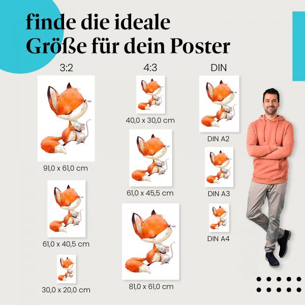 Fuchs & Maus, Poster: Kuschelnd, Freundschaft.