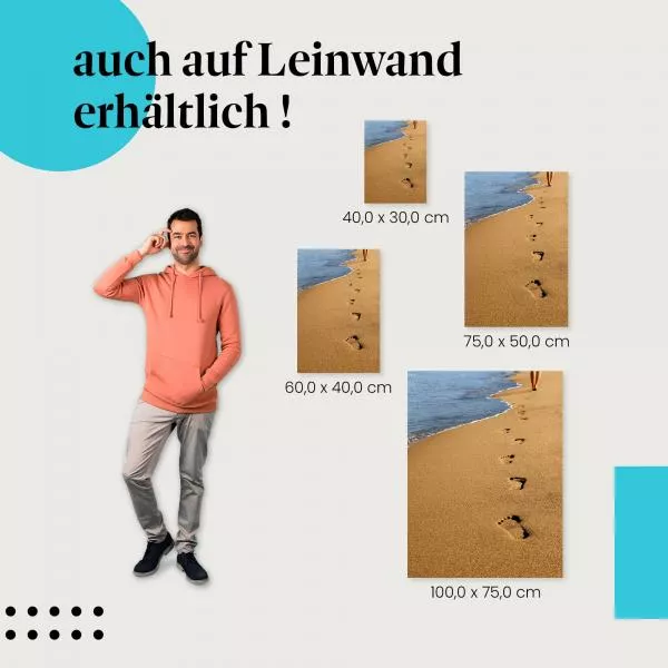 Barfuß am Strand: Fußabdrücke im Sand | Postereck 0230 Barfuß am Strand: Fußabdrücke im Sand | Postereck 0230