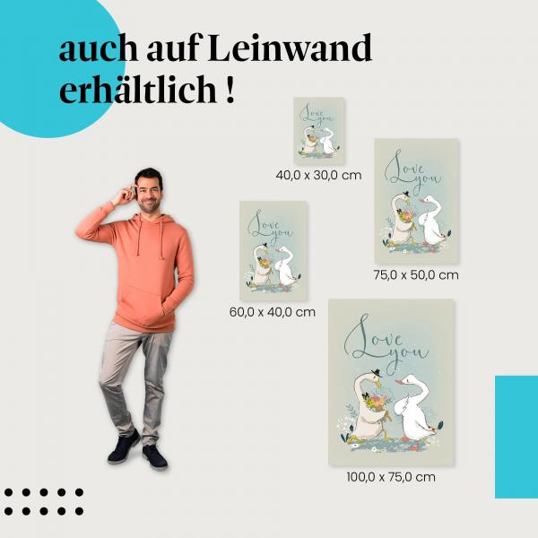 Gänse: Leinwandbild. Blumen, Liebe.