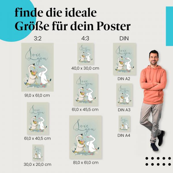 Gänse, Poster: Blumen, Liebe.