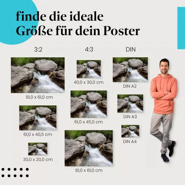 Gebirgsbach in den Alpen: Klares Wasser | Postereck 0247 Gebirgsbach in den Alpen: Klares Wasser | Postereck 0247