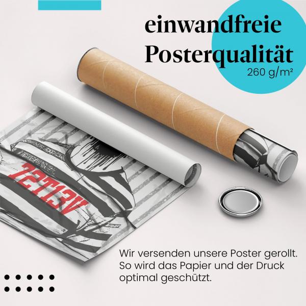 Gerolltes Poster "Gefangener 727113V" - Düsteres Motiv, ideal für Fans düsterer Ästhetik.