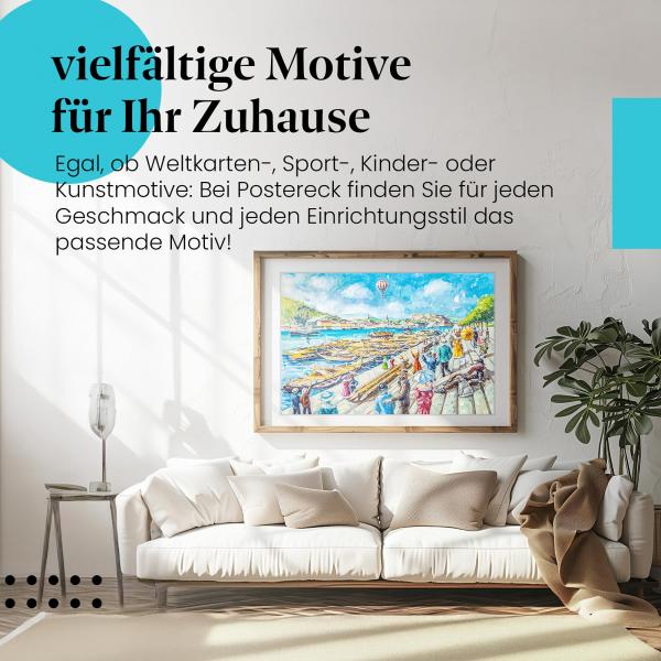 Dieses Leinwandbild versprüht nostalgisches Flair und bringt die Atmosphäre eines belebten Hafens in Ihr Zuhause.