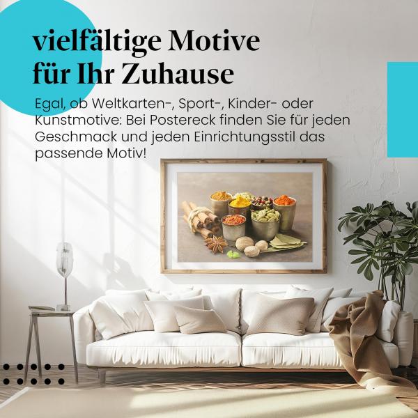 Leinwandbild "Gewürze": Zimt, Sternanis, Kurkuma, Pfeffer - Duft & Aromen.
