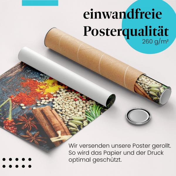 Gerolltes Poster "Gewürze, Kräuter", Mischung.