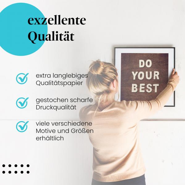 Gerahmtes Bild "Motivation" - Schriftzug auf Holz, Ansporn zum Erfolg.