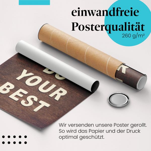 Gerolltes Poster "Motivation". "Do your best" - Motivations-Spruch, sicher verpackt.