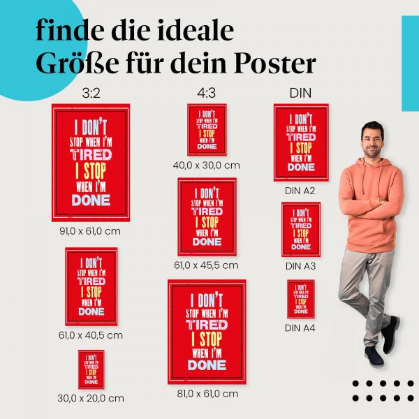 Durchhaltevermögen & Zielstrebigkeit: Poster "Gib niemals auf"
