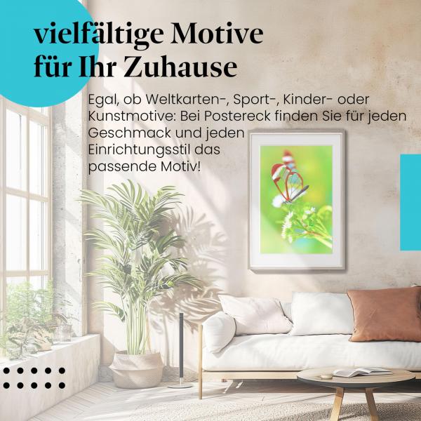 Dieses Leinwandbild mit dem Schmetterling ist ein Hingucker und versprüht Sommerlaune.
