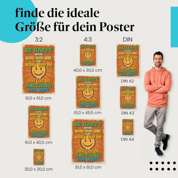 "Glücklich sein" Poster: Lebensfreude & Sprüche!