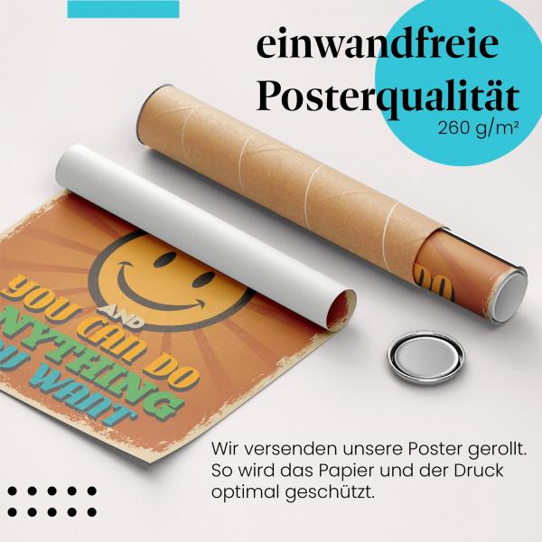 Gerolltes Poster "Be Happy With Who You Are...", Glück.