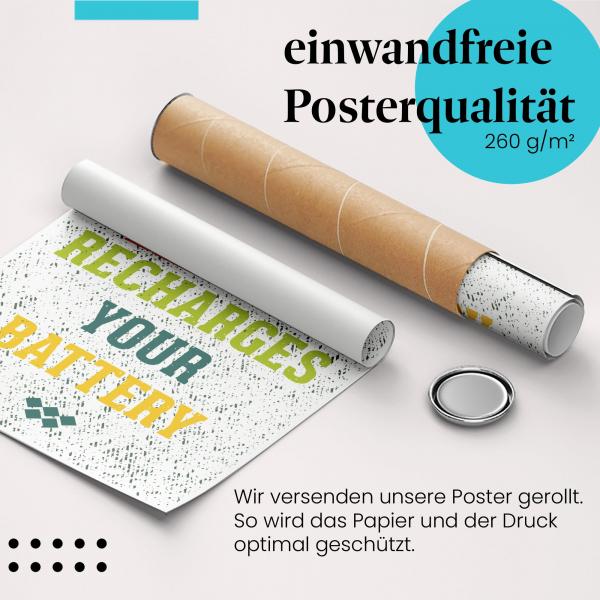 Gerolltes Poster "Lachen ist die beste Medizin".