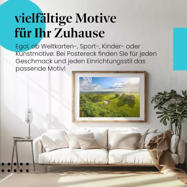 Grüne Hügellandschaft: See | Postereck 1872 Grüne Hügellandschaft: See | Postereck 1872