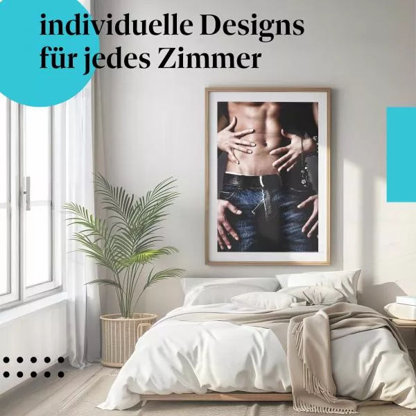 Titel: Leidenschaftliche Berührung: Hände auf Bauch | Postereck 0041 Titel: Leidenschaftliche Berührung: Hände auf Bauch | Postereck 0041