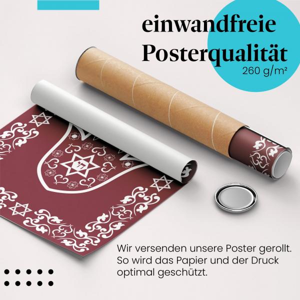 Gerolltes Poster "Hamsa", Hand, jüdische Symbole.