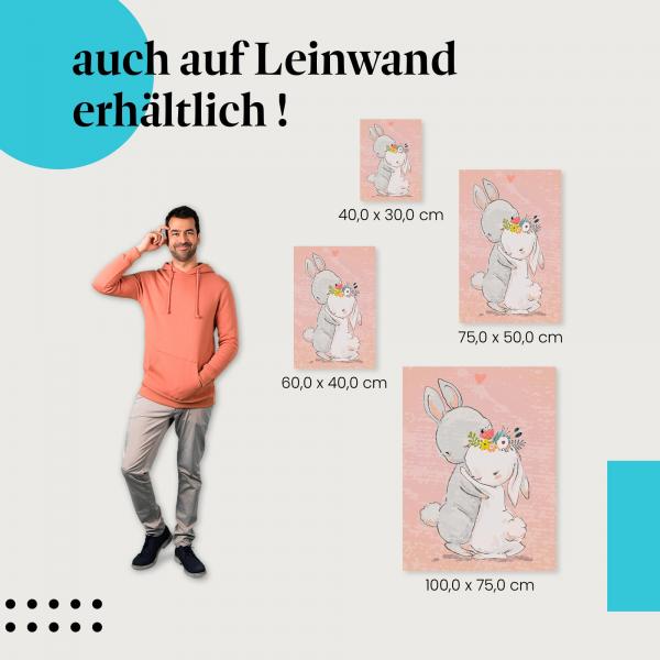 Hasen: Leinwandbild. Umarmung, Liebe.