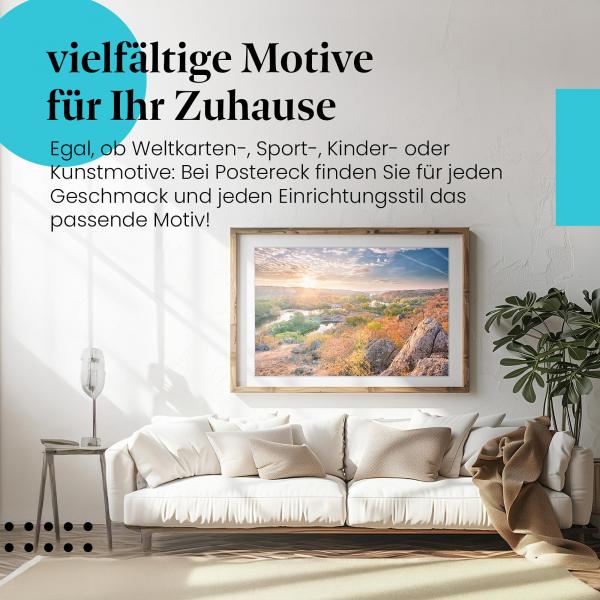 Leinwandbild "Sonnenaufgang": Fluss & Herbstlandschaft - atemberaubend schön!
