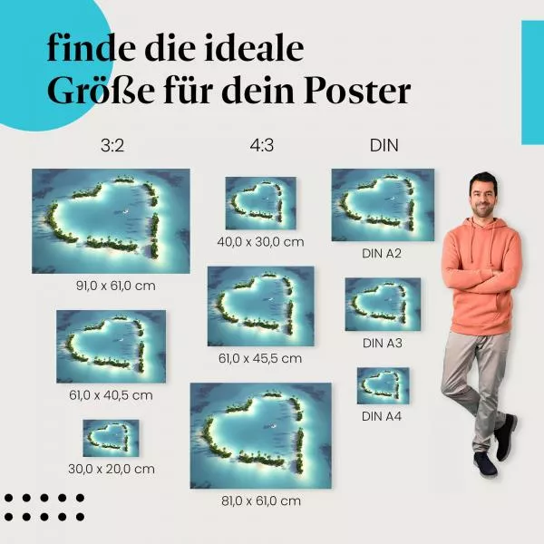 Romantisches Inselparadies: Herz im Ozean | Postereck 0231 Romantisches Inselparadies: Herz im Ozean | Postereck 0231