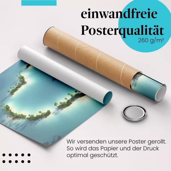 Romantisches Inselparadies: Herz im Ozean | Postereck 0231 Romantisches Inselparadies: Herz im Ozean | Postereck 0231