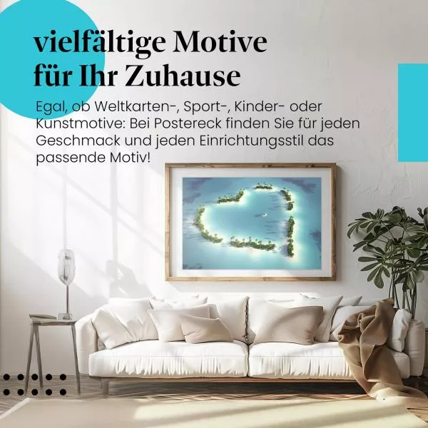 Romantisches Inselparadies: Herz im Ozean | Postereck 0231 Romantisches Inselparadies: Herz im Ozean | Postereck 0231