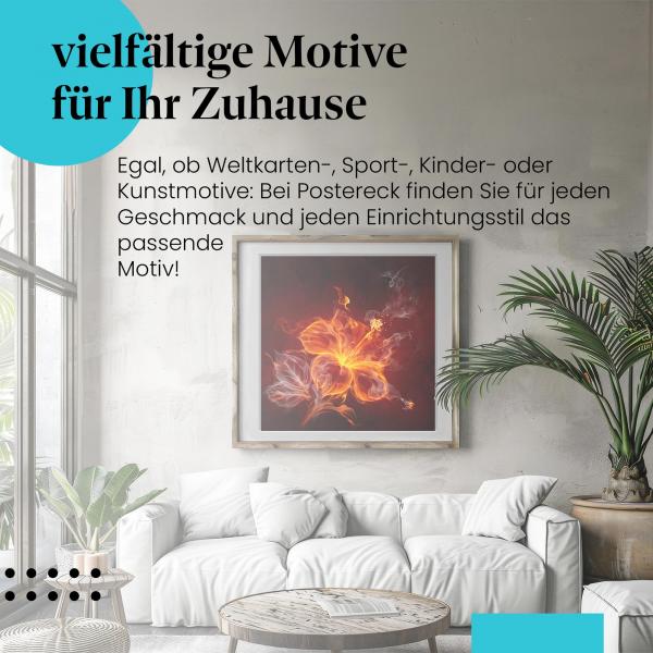 Leinwandbild Hibiskus: Leidenschaftliche Schönheit in Flammen! Wanddeko für alle, die intensive Farben lieben.