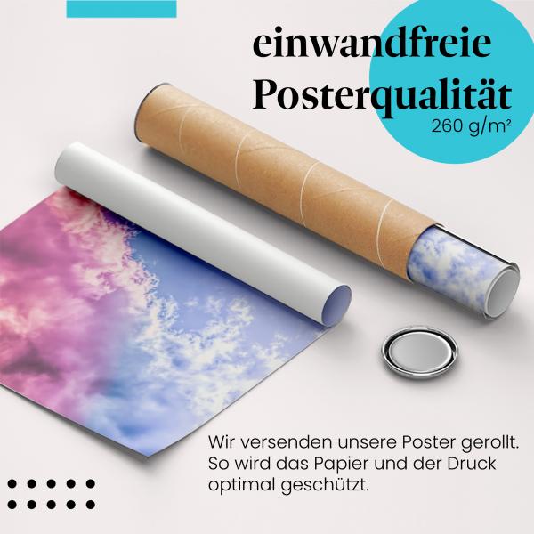 Gerolltes Poster "Wolkenhimmel". Farbenpracht am Himmel, sicher verpackt.
