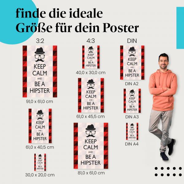 "Keep Calm & Hipster": Poster mit stylischen Hipster-Elementen