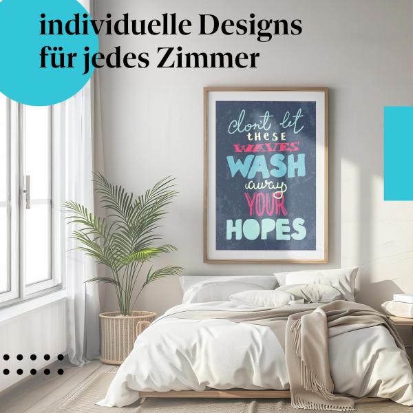 Motivationsposter: "Motivierender Spruch" - Spruch im Vintage-Stil & Wellen